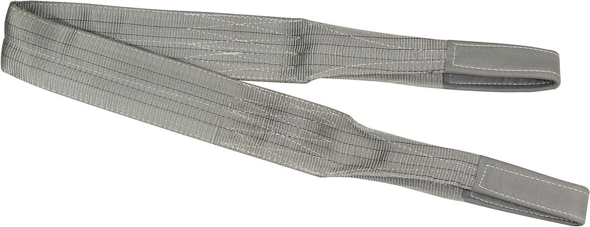 Hefband WLL 4000 kg - Spanband hijsband - Veilig hijsen - Sterk polyester tweelaags - 2 meter - Grijs