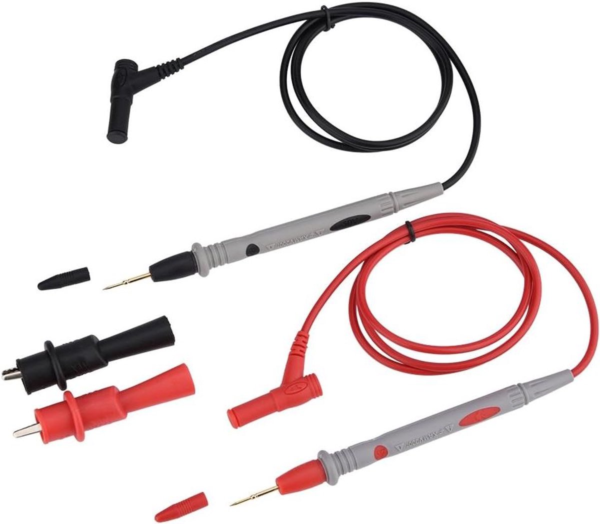 Multimeter Probe - Testkabel Set - Elektronica Testen - Gouden Contactpunten - 1000V 20A - Rood Zwart
