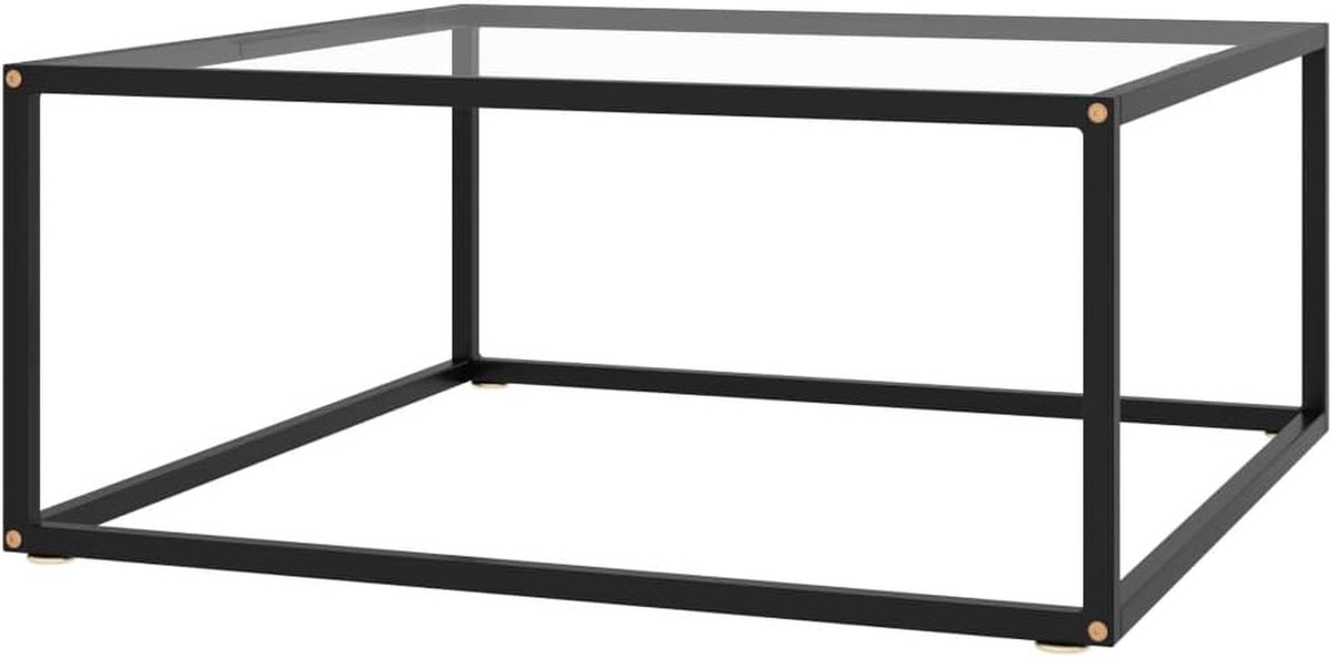 Salontafel Glas - Koffietafel Vierkant - Woonkamer Inrichten - Gehard Glas Staal - 80x80x35 cm - Zwart