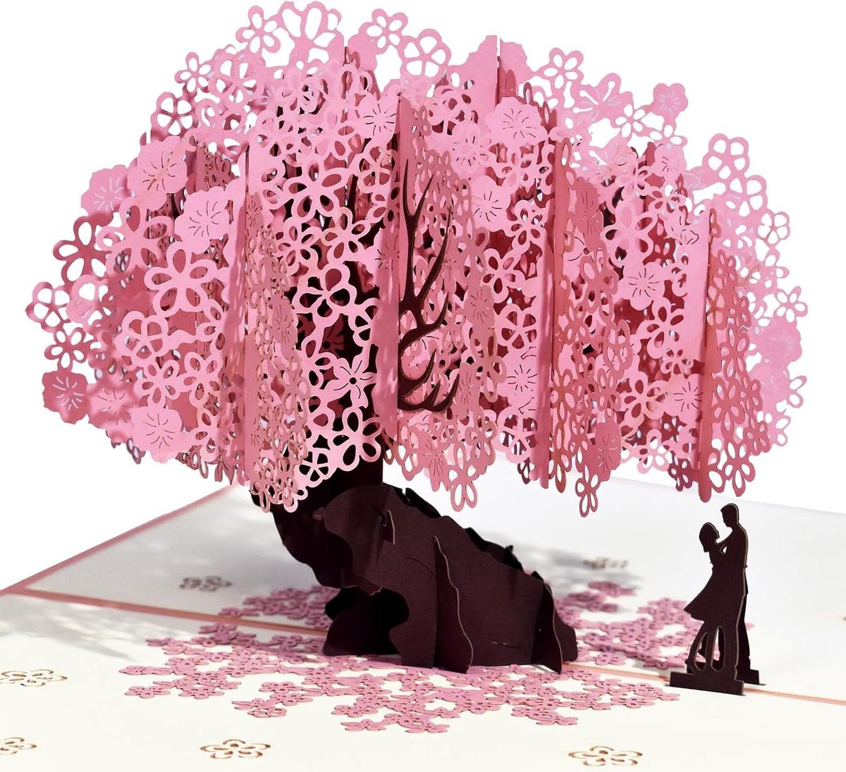 3D Pop-Up Kaart - Verjaardagskaart Liefde - Romantische Groeten - Perzikbloesem Taferel - 20 x 15 cm - Roze