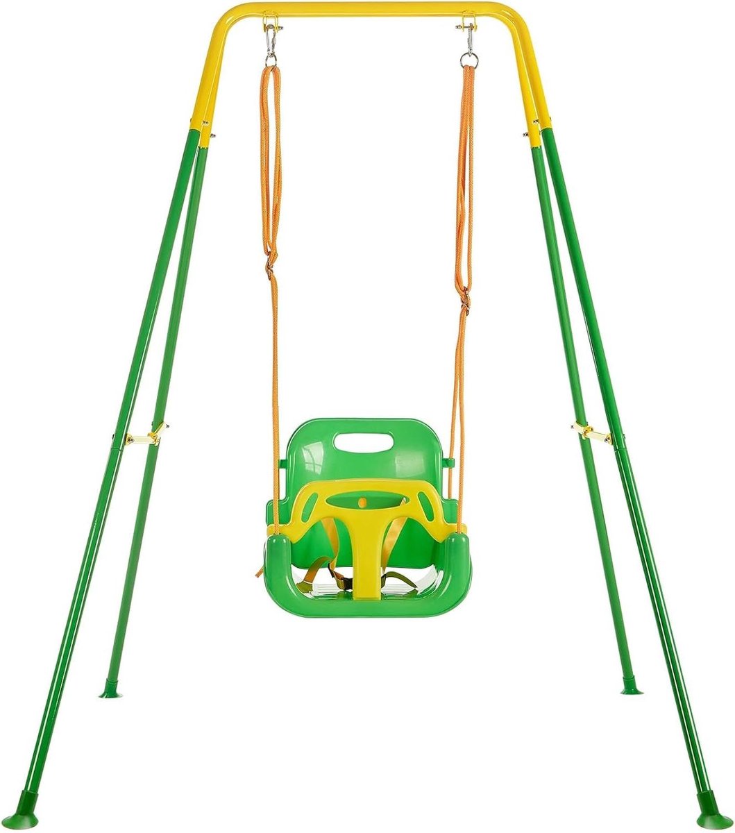 Babyschommel - Schommelbankje - Buiten spelen - 3-in-1 ontwerp - 158 x 120 x 155 cm - Lichtgroen