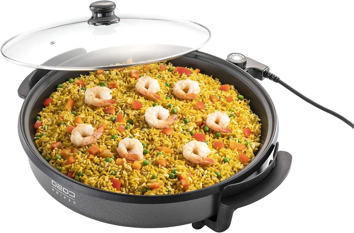 Elektrische Multipan - Party Pan - Veelzijdig Koken - Temperatuurregeling - 240°C - Zwart