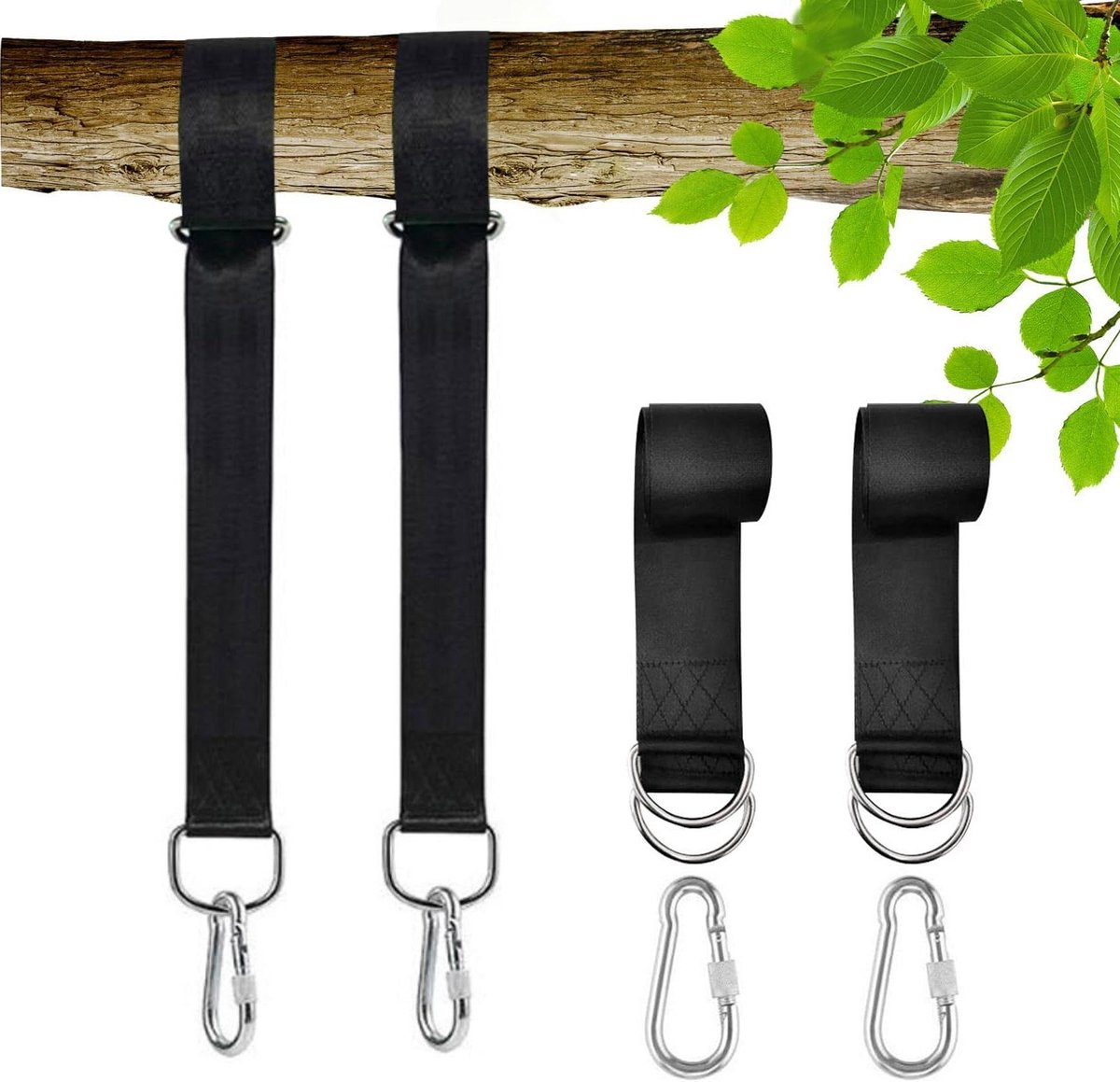 Schommelbevestiging Boom - Hangmat Houder - Schommelen Ophangen - Sterk Draagvermogen - 25 cm Lengte - Zwart