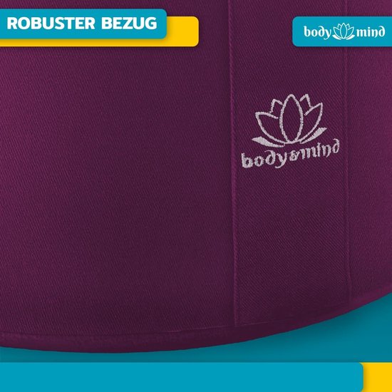 Meditatiekussen - Zitzak vloerkussen - Yoga en ontspanning - Aanpasbare zithoogte - 30 cm diameter - Paars — afbeelding 3
