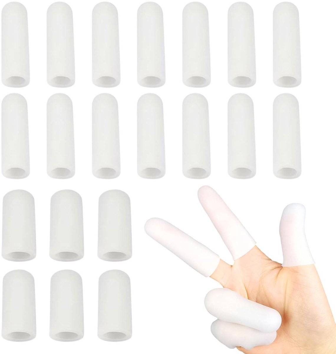 Vingerbeschermers Set - Vingerhoezen Duimbeschermers - Bescherming Dagelijks - Flexibel Aanpasbaar - 20 Stuks - Wit