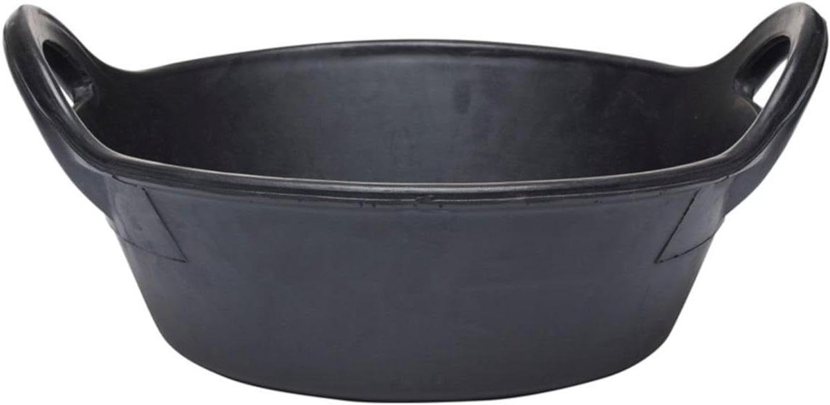 Rubber Voerbak - Stabiele Emmer - Paarden Voeren - 100% Natuurrubber - 12 Liter - Zwart
