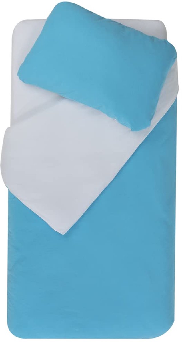 - Beddengoed 75 x 120 cm + kussensloop 35 x 45 cm, turquoise/lichtblauw