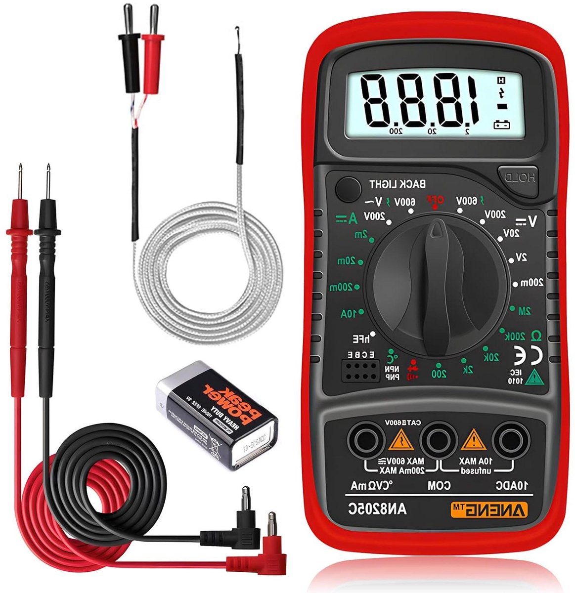 Digitale Multimeter - Spanning Tester - Elektrische Problemen Oplossen - Overbelastingsbeveiliging - 1428 x 715 x 346 mm - Rood