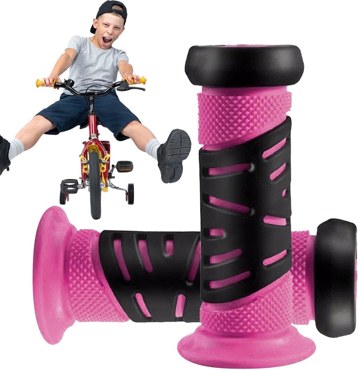 Fietsstuurgrepen - Handgrepen Kinderfiets - Veilige Rit - Antislip Rubber - 10 cm Lengte - Roze