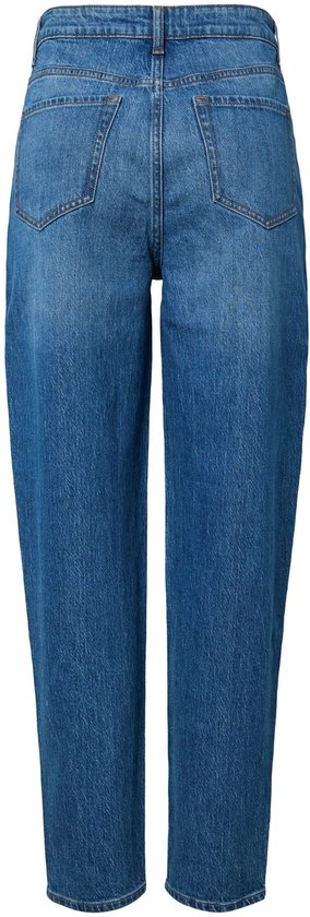 Achterzijde van een blauwe Straight fit jeans met twee achterzakken.