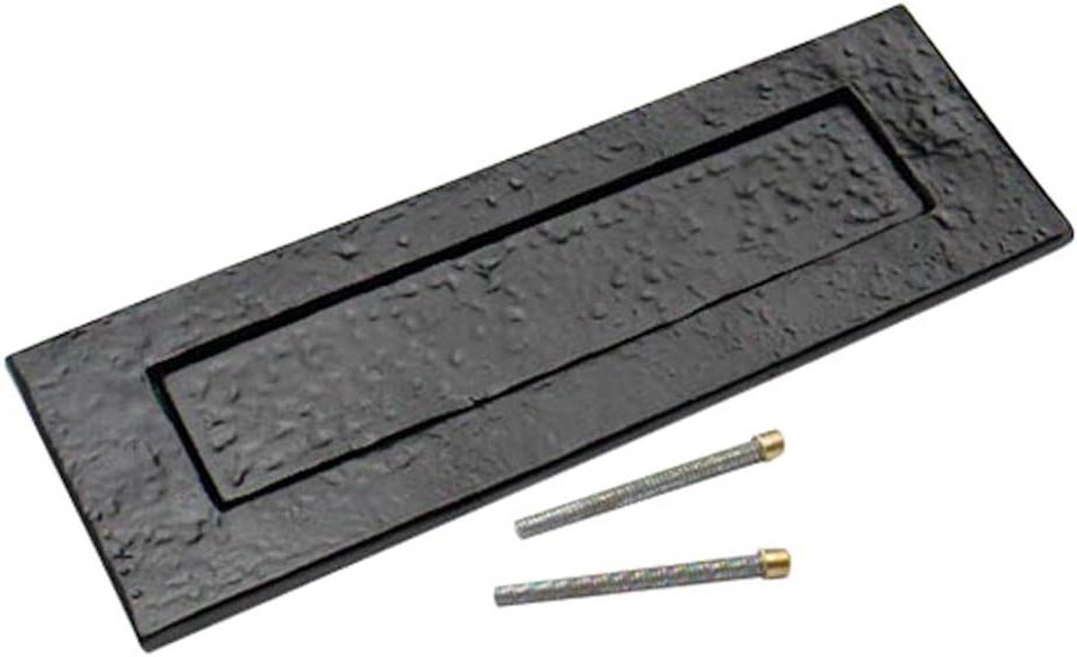 Briefplaat - Brievenbusklep Deur - Brief Ontvangen - Eenvoudig Model - 250 x 75 mm - Zwart Antiek