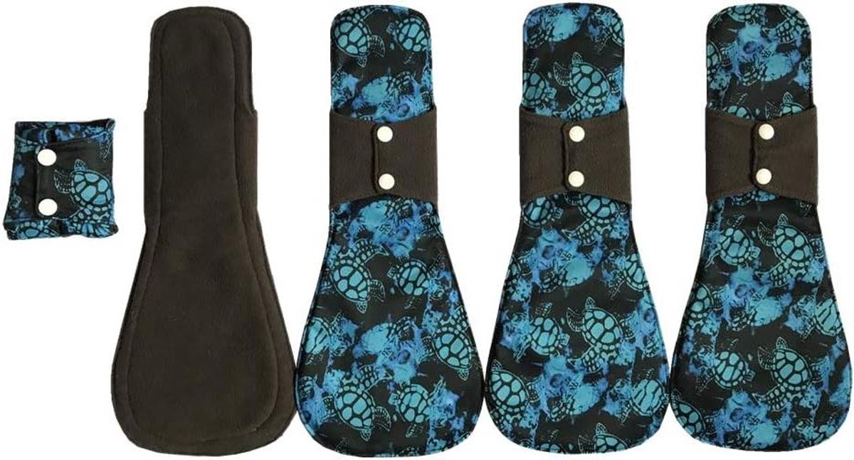 Herbruikbare Maandverbanden - Doek Maandverbanden - Intieme Hygiëne - Houtskool Bamboe - 354 cm - Blauw