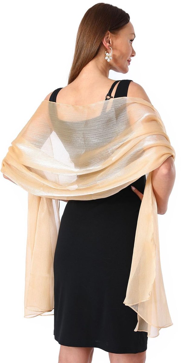 dames halsdoek chiffon, 200 x 70 cm stola dames feestelijke chiffon sjaal shawl multifunctionele doek licht voor avondjurk of bruidsjurk bruiloft sjaal