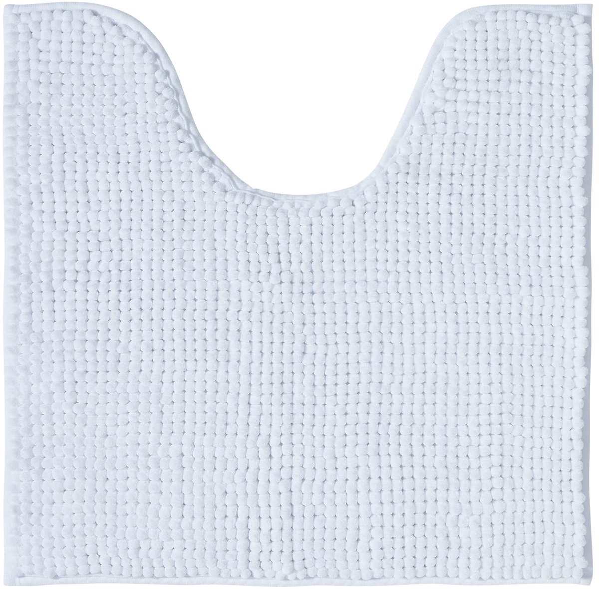 Badmat Anti-Slip av soft Chenille | Super absorberend en machinewasbaar | Te combineren als badmat set | Voor de badkamer, douche, bad of als WC mat | Wit - 45x45 cm WC