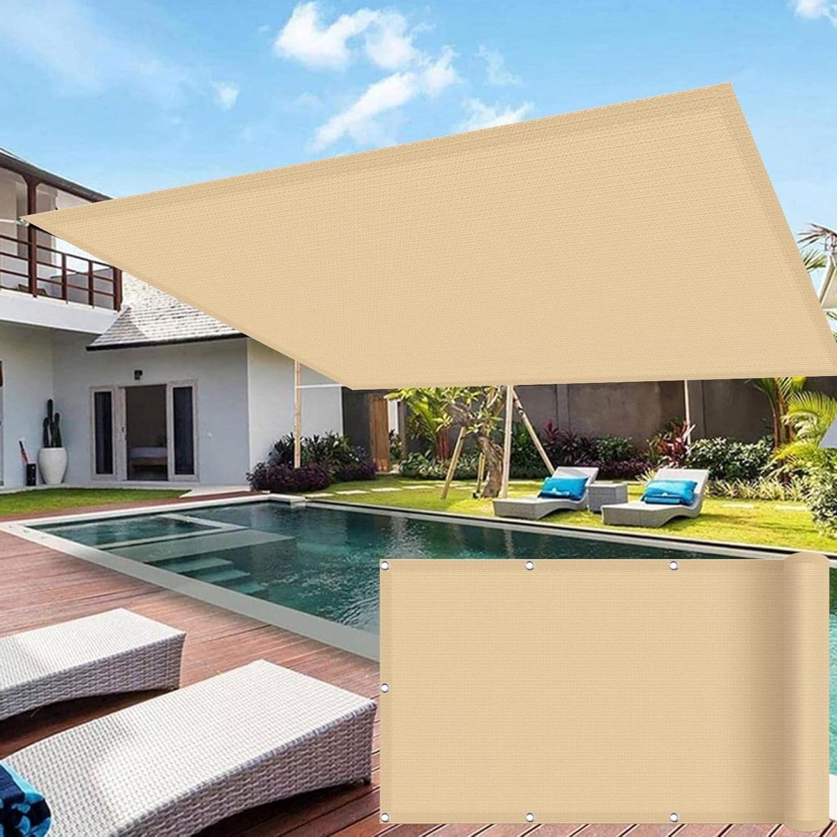 Tuin Scherm - Schaduwdoek Terras - Zon Beschermen - Ademend HDPE Materiaal - 1.8 x 5.5 m - Geel