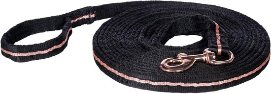 Longeerlijn Paard - Longeer Riem - Paard Training - Zacht Robuust Materiaal - 8 meter - Zwart Roségoud Longeerlijn Paard - Longeer Riem - Paard Training - Zacht Robuust Materiaal - 8 meter - Zwart Roségoud