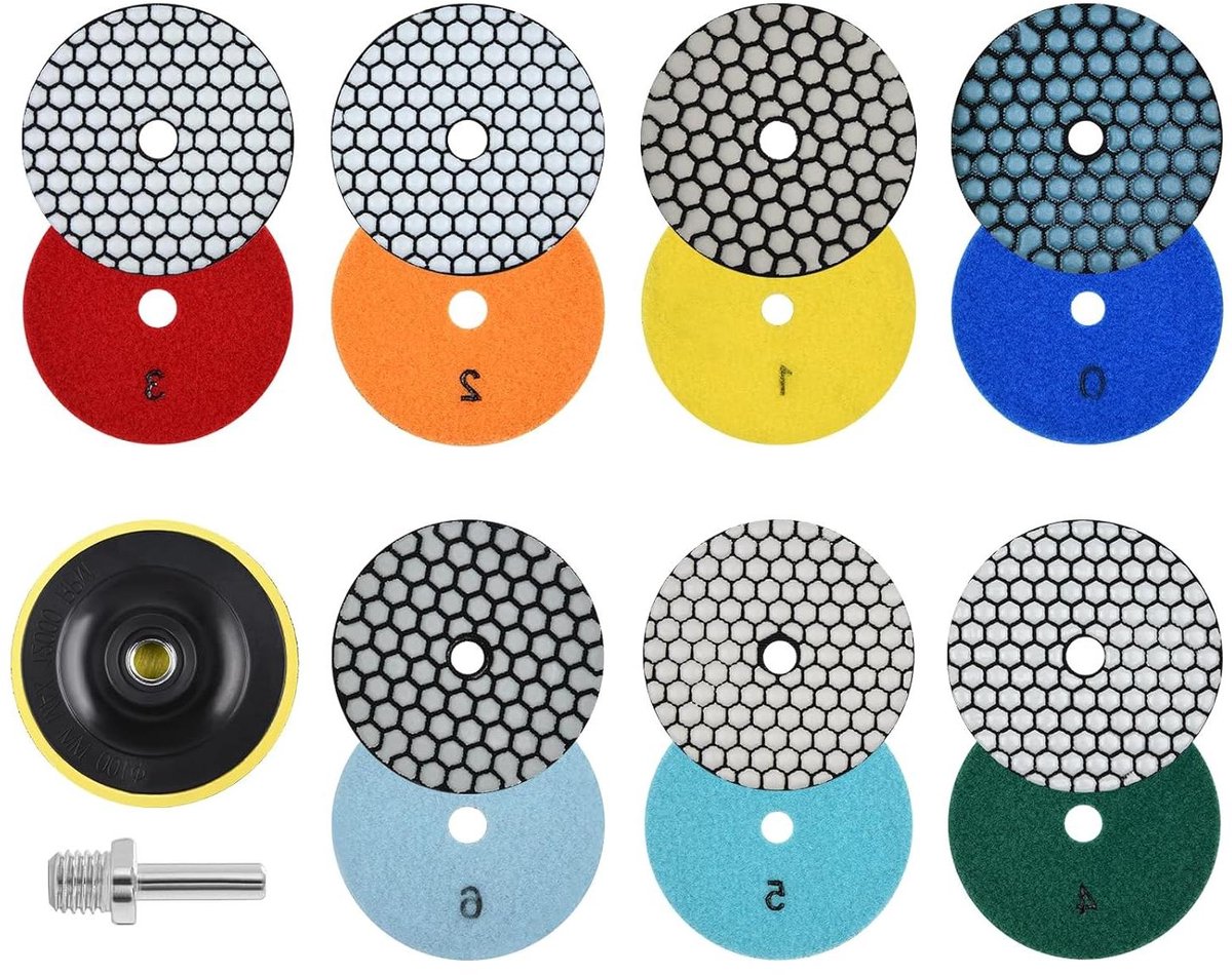 Diamant Polijstschijven - Polijstpads Schuurpapier - Stenen Polijsten - Droog Polijsten - 100 mm - Grijs
