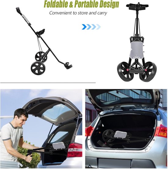 Golftrolley met 2 wielen - Golfkar Golfwagen - Golfen op de baan - Opvouwbaar ontwerp — afbeelding 4