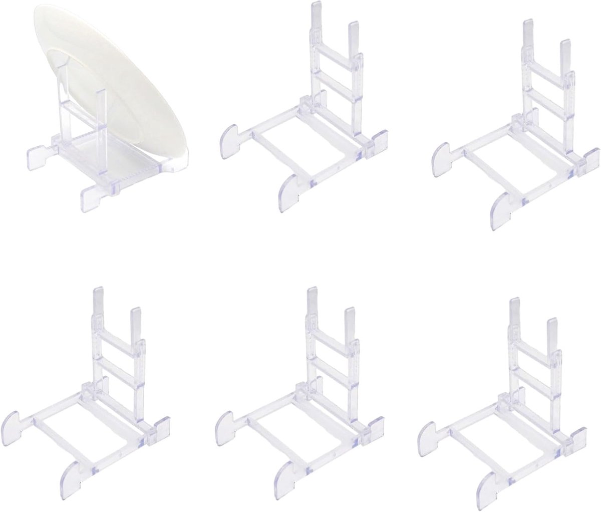 6 Stuks Acryl Standaard - Grote Maten, Verstelbaar, Kunststof Bordenstandaard voor Fotodisplays, Borden, Frames, Kookboeken