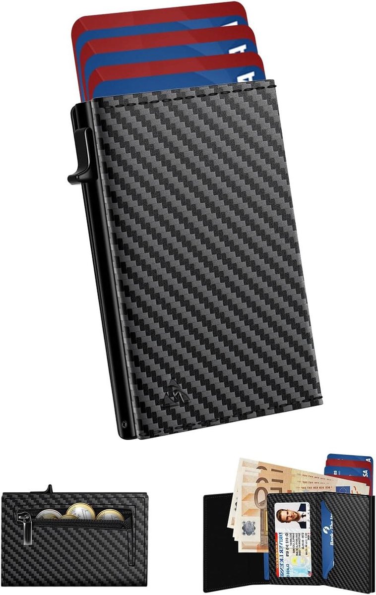 Heren Card Case - Portemonnee Kaarthouder - Kaarten Organiseren - RFID Blokkerend - 10 x 7 x 2 cm - Zwart