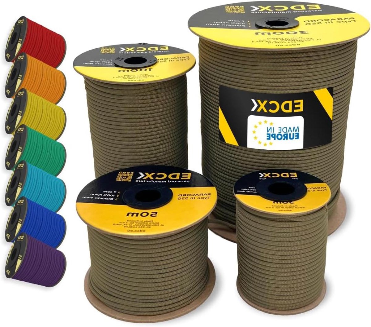 Sterk 4mm Nylon Paracord Touw 100 Meter (550 lbs) - 7 Kernstrengen voor Buitenactiviteiten