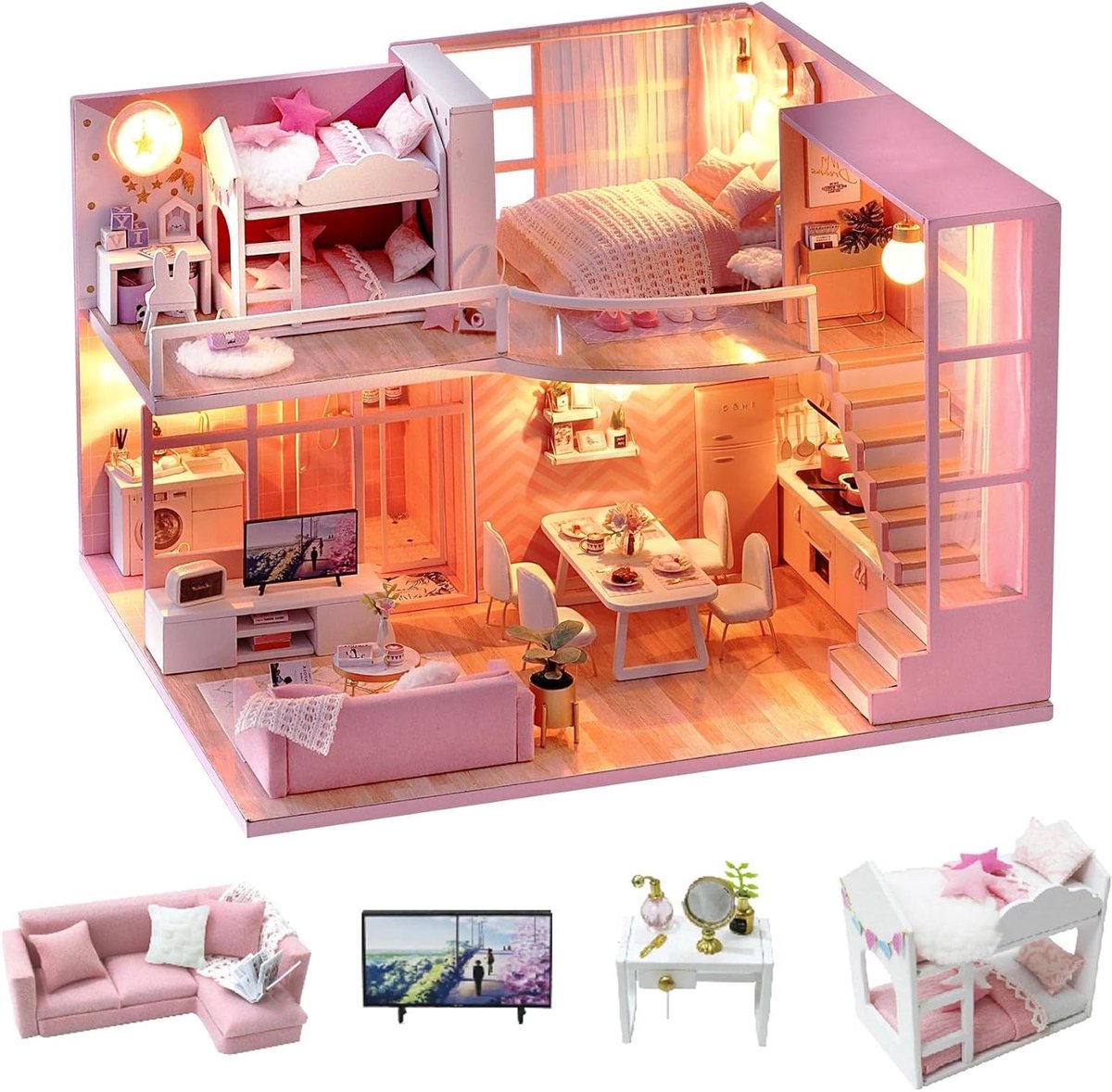 Poppenhuis Huisje - Miniatuur Huis - Creatieve Hobby - Gedetailleerd Ontwerp - 1:24 Schaal - Niet gespecificeerd