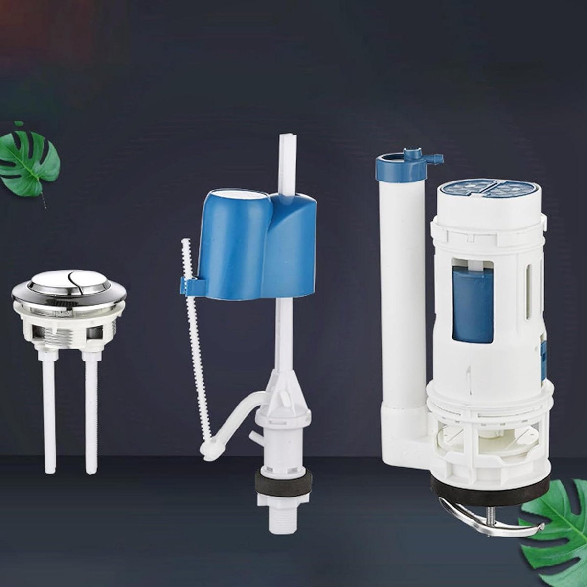 WC Spoelonderdeel - Reparatieset Reservoir - Toilet Onderhoud - Dubbele Spoelknop - 24 MM - Blauw