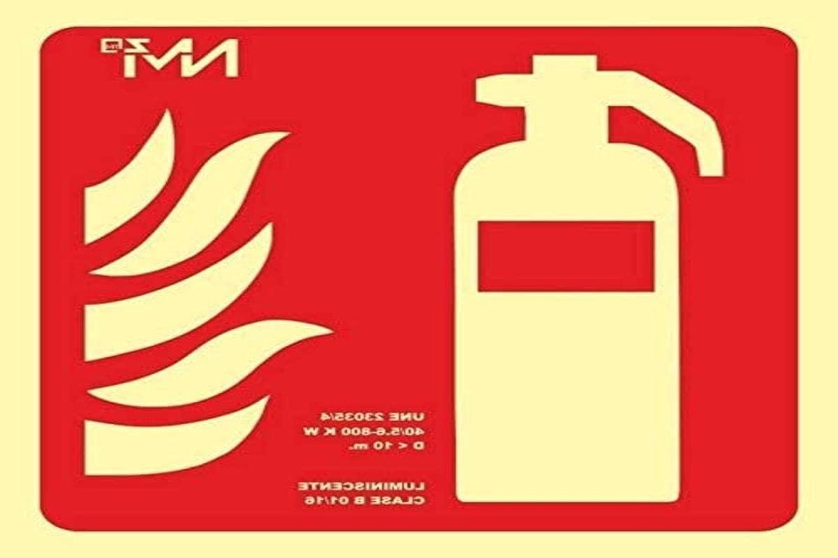 Brandblusser Bord - Veiligheidsbord Pictogram - Noodsituaties Aangeven - Lichtgevend Klasse B - 21 x 21 cm - Groen