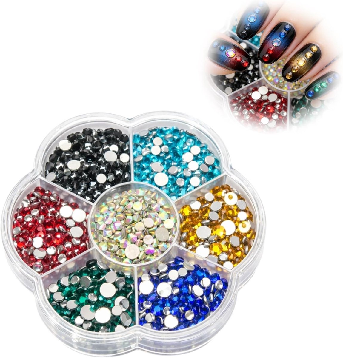 Rhinestone Kristallen voor Nagelkunst, Mix van Kleuren en Maten SS4 tot SS20, Geschikt voor Creatieve Nagelontwerpen en DIY Onglerie