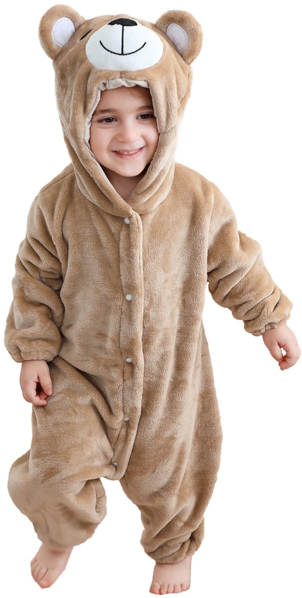 Baby Romper - Flanel Pyjama voor Winter - Beer Design