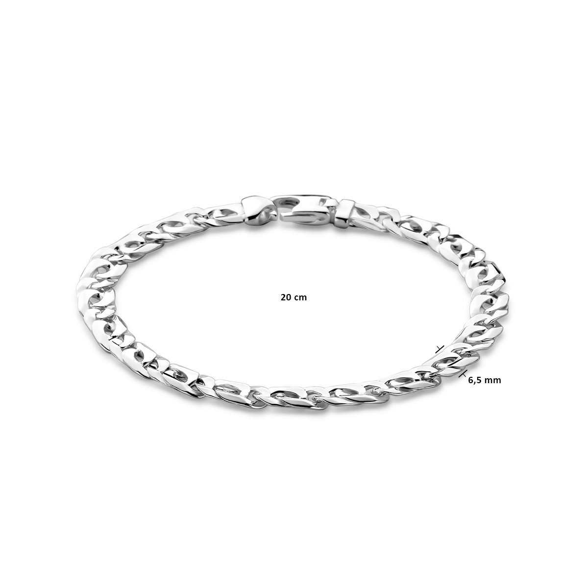 armband 6,5 mm zilver wit