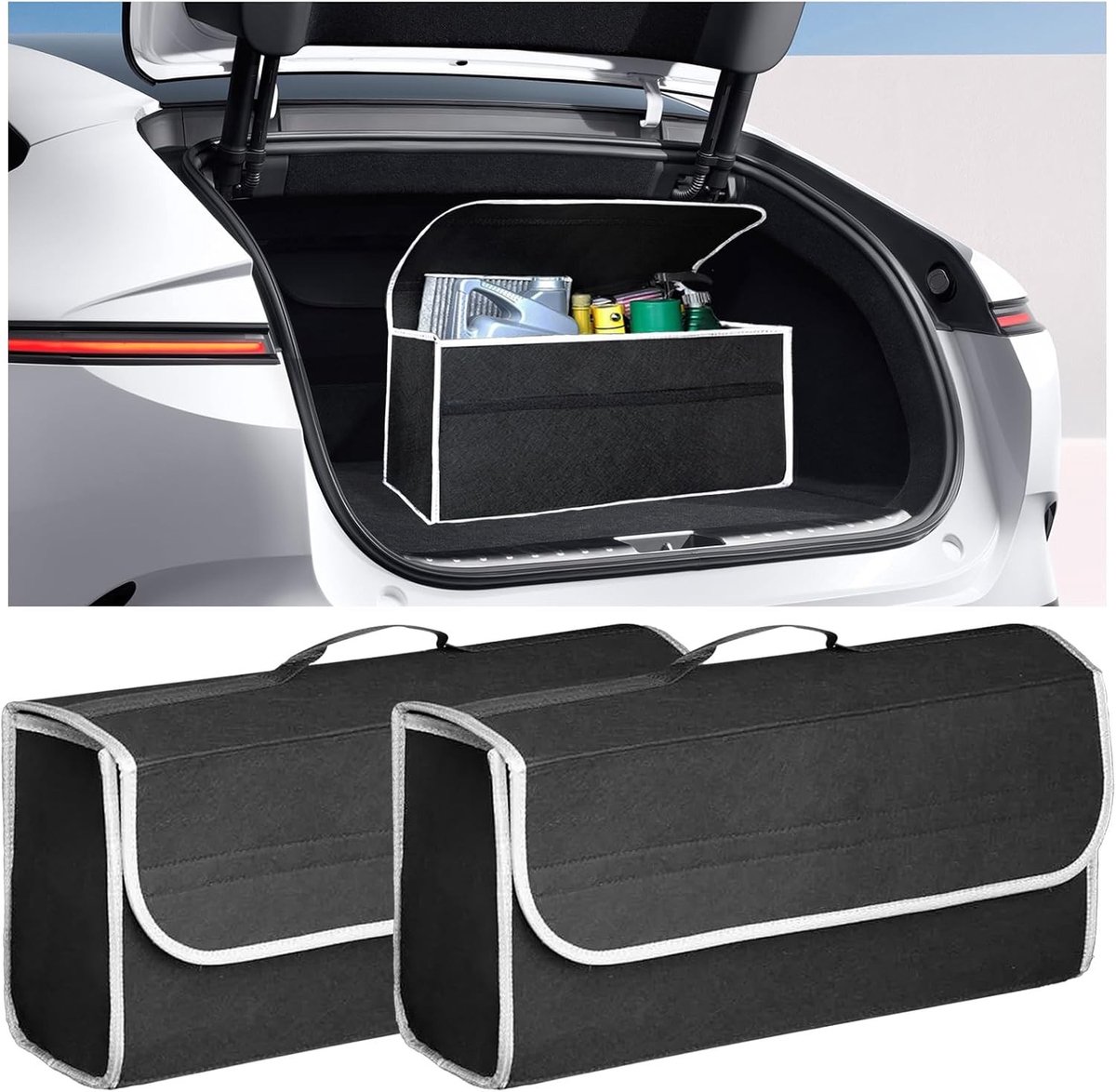 Vouwbare Organisatie Tas voor Auto, Antislip Opbergzak voor Gereedschap en Accessoires, Perfect voor Interieur en Opbergruimte (2 Stuks)