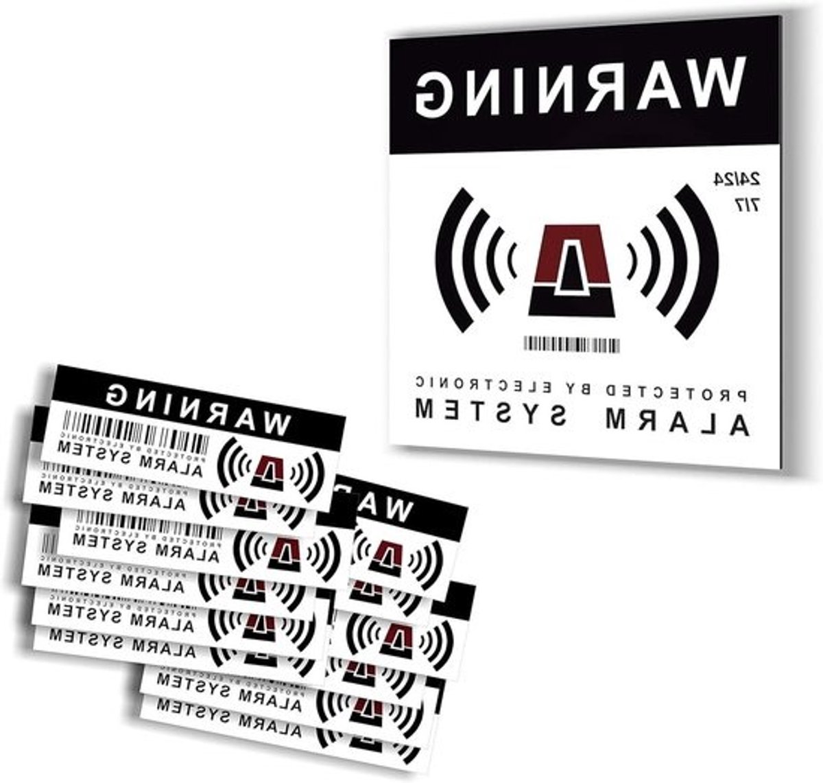 Waarschuwingsstickers en Paneel - Beveiligingsset Huis - Inbraak Voorkomen - Extreem Krasbestendig - 15 cm Paneel - Wit Zwart