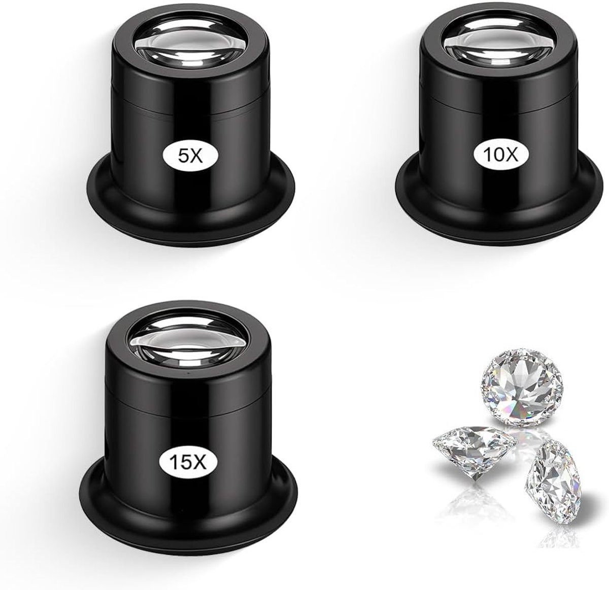3-Pack Monoculaire Vergrootglas voor Horloges en Sieraden - Handige Vergroting voor Detailweergave en Onderhoud
