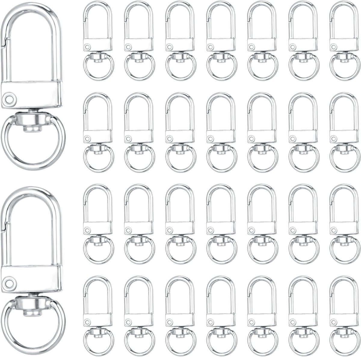 Set van 50 Mini Carabiners met Draaihaak, Metalen Sluitingen, 360° Rotatie, Ideaal voor Sleutelhangers en DIY Tassen