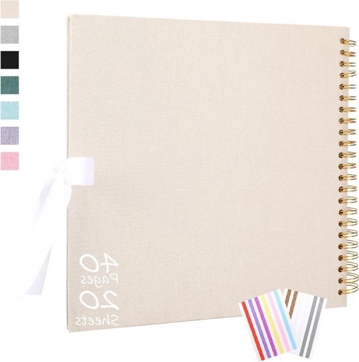 Plakboek Album - Scrapbook Geheugenboek - Herinneringen Personaliseren - Elegante Vlinderboog Sluiting - 25x25 cm 40 Pagina's - Beige