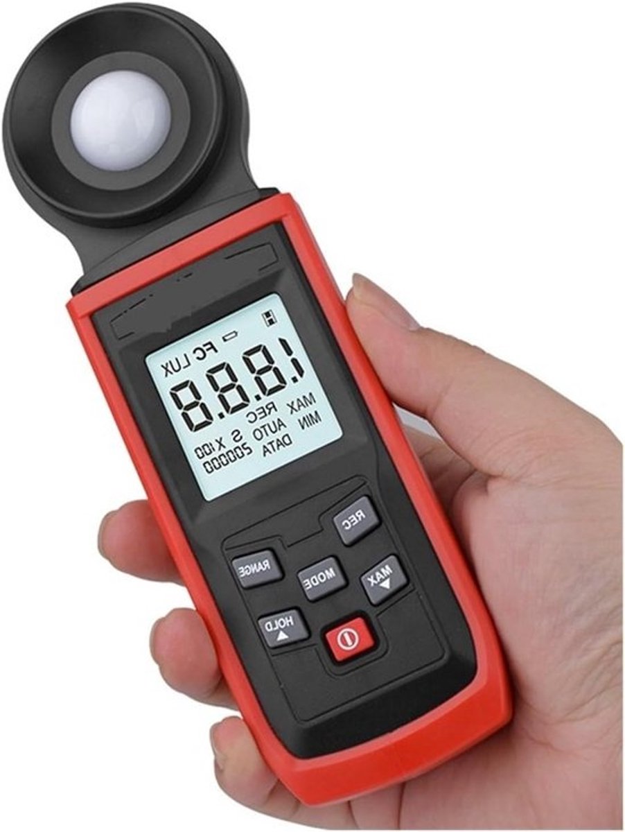 Digitale Luxmeter - Lichtmeter Fotometer - Nauwkeurig Meten - Automatisch Meetbereik - 200.000 Lux - Grijs