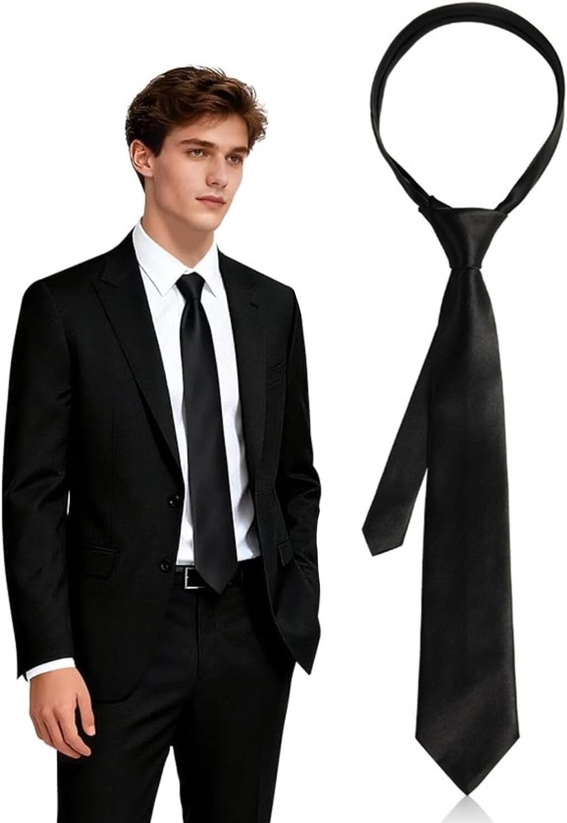 Elegante Zwarte Krawatte van Satijn voor Mannen, Perfect voor Bruiloften en Feestelijke Gelegenheden, 8 cm Breed