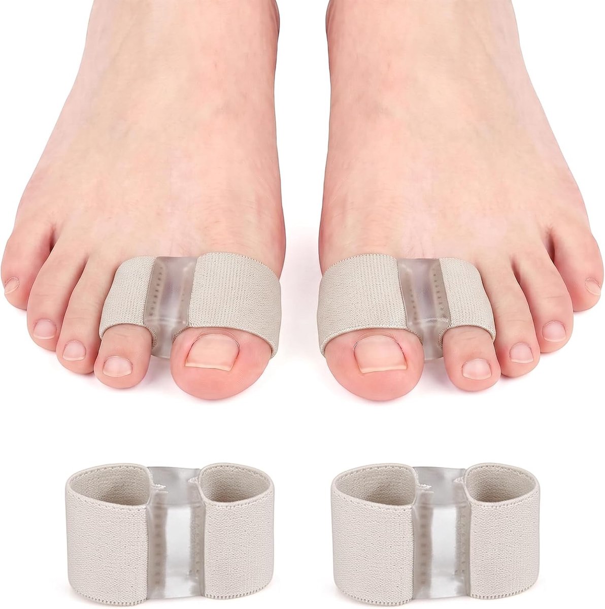 Hallux Valgus Teen Spreiders voor Pijnverlichting, Zachte Silicone en Elastische Stof, Geschikt voor Overlapende Tenen en Klauwtjes, Universele Maat