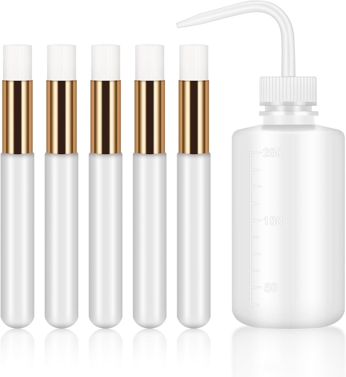 Eyelash Extension Reinigingsset met 5 Schoonmaakborstels en 250ml Veilig Reinigingsfles voor Wimperextensions en Wimperverzorging Tools