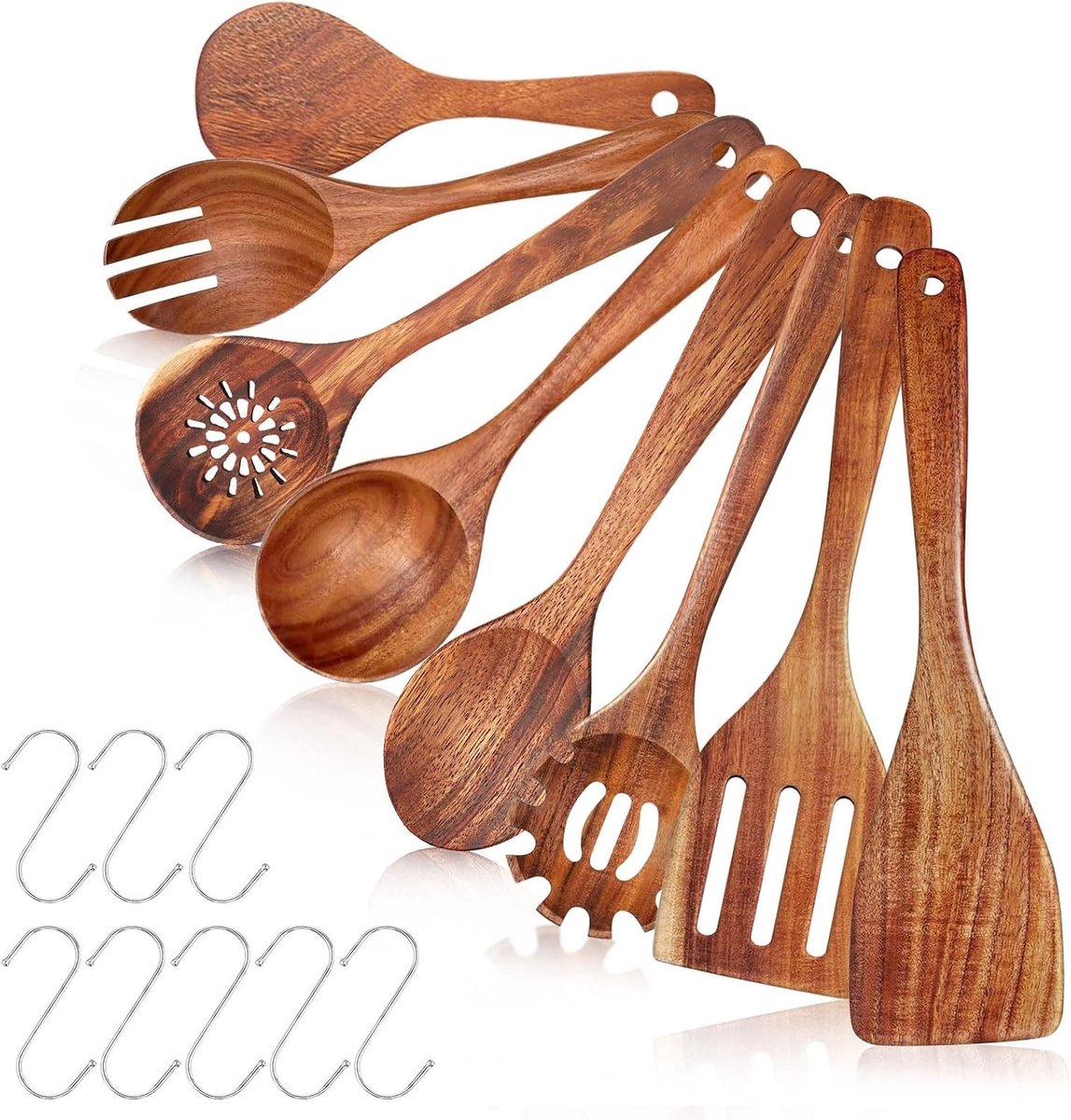 Kooklepel set van 3 stuks - Hittebestendige houten lepel, ideaal voor koken en bakken