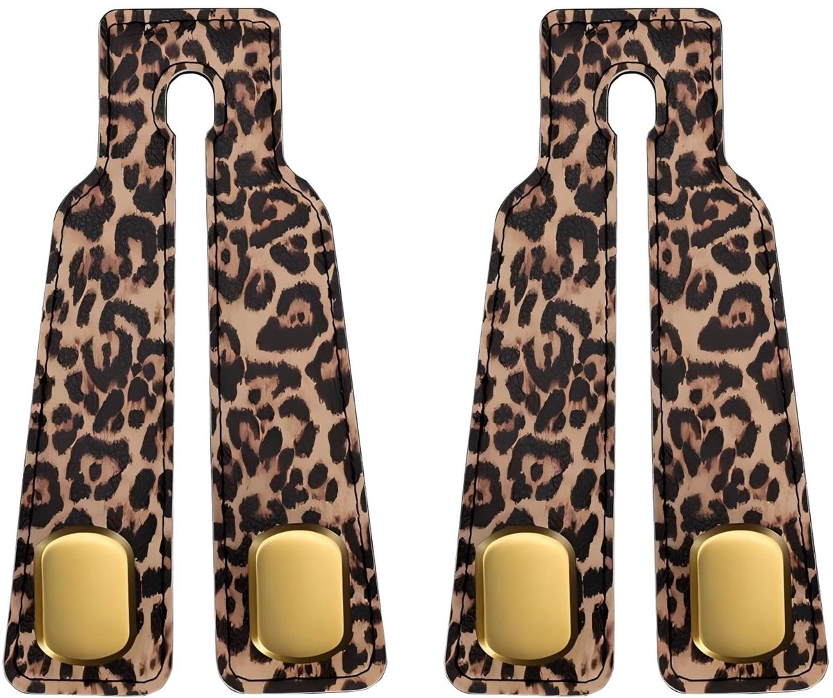 2 Stuks Achterbank Haak - Dubbele Metalen Hoofdsteun Haken met Luipaardprint