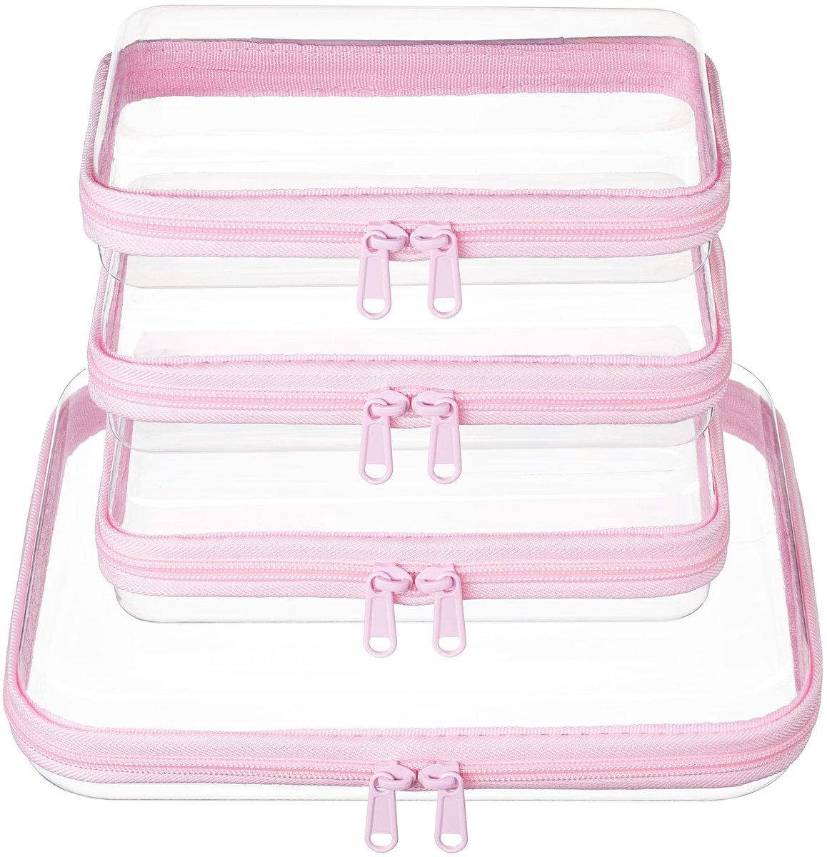 Doorzichtige Ritszakjes - Harde Hoes voor Reizen - Baby Roze