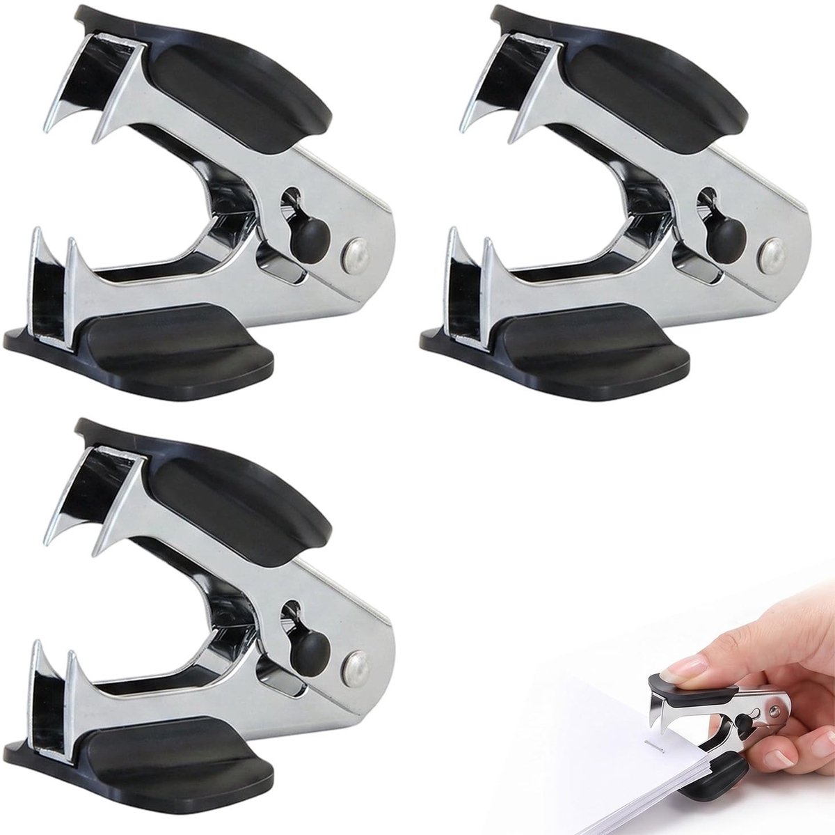 Set van 3 Paperclips Verwijderaars - Ergonomisch Design - Zwart