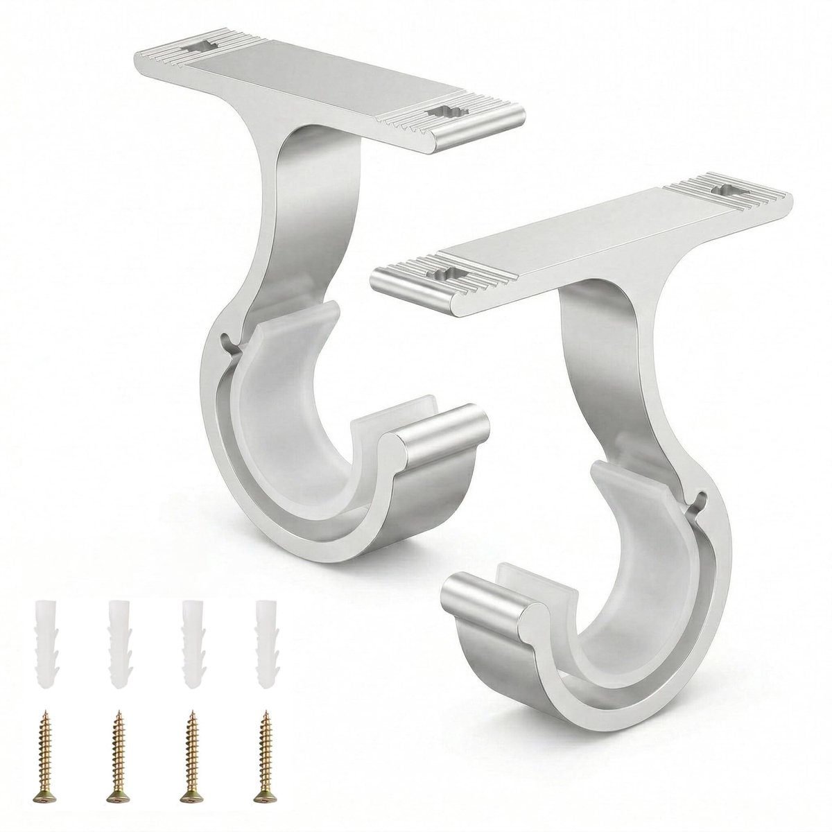 Set van 2 Gordijnsteunen - Aluminium Legering - Verstelbaar - Wit
