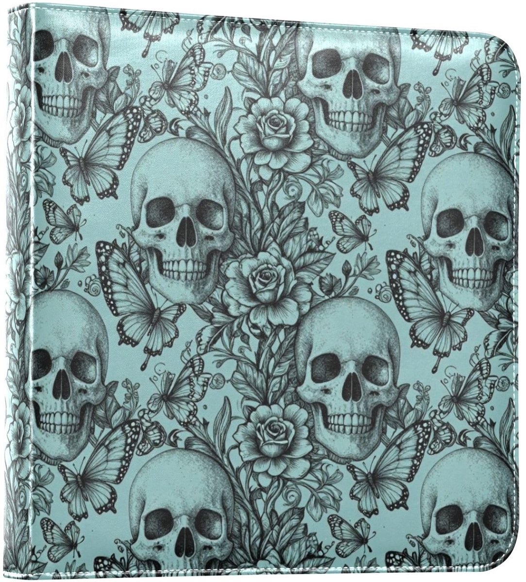 Fotoalbum van PU-leer met flexibele binnenpagina's - Skull Vlinder Bloemen