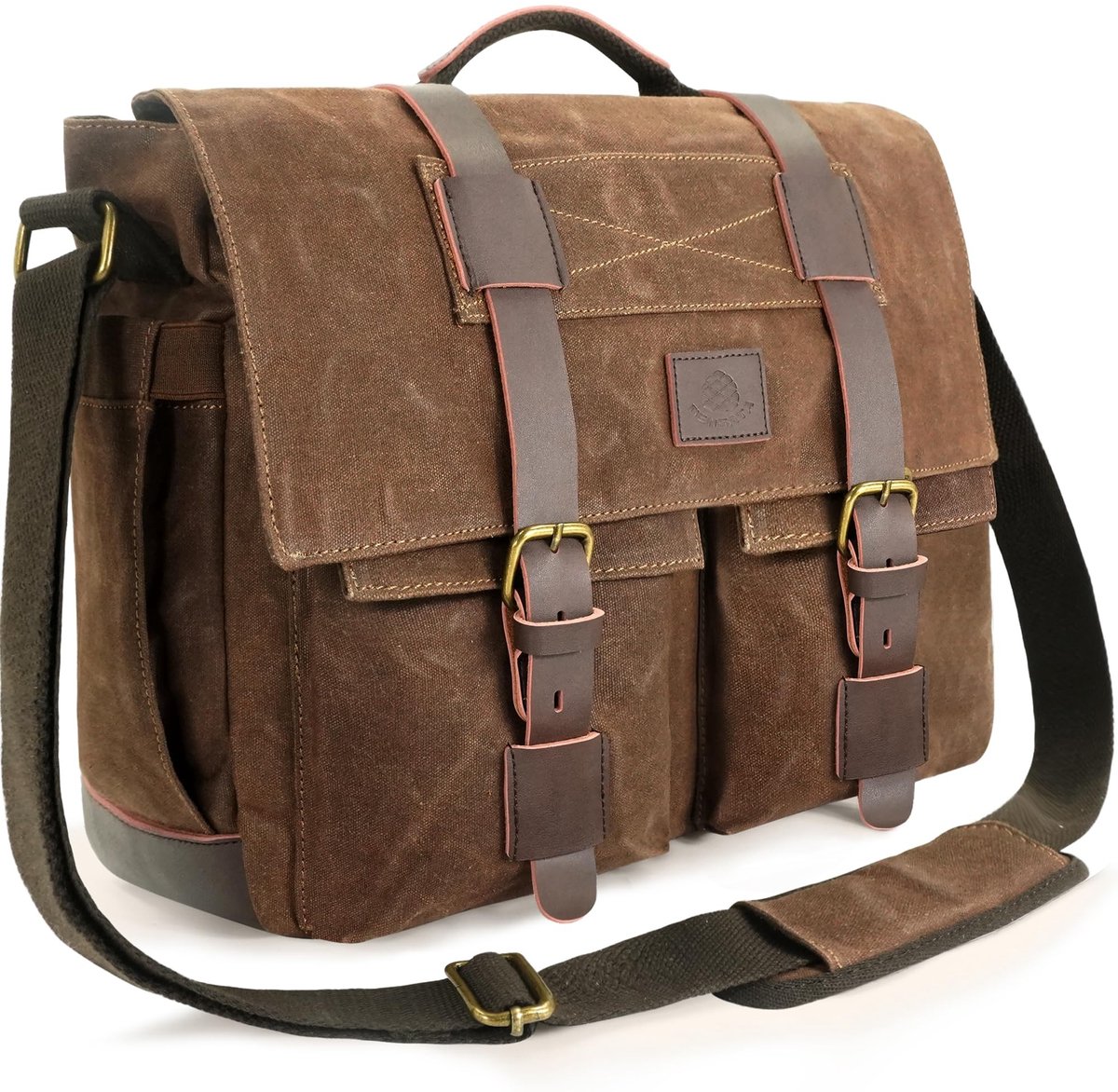 Messenger Bag voor Mannen - Vintage Bruin Canvas en Leer