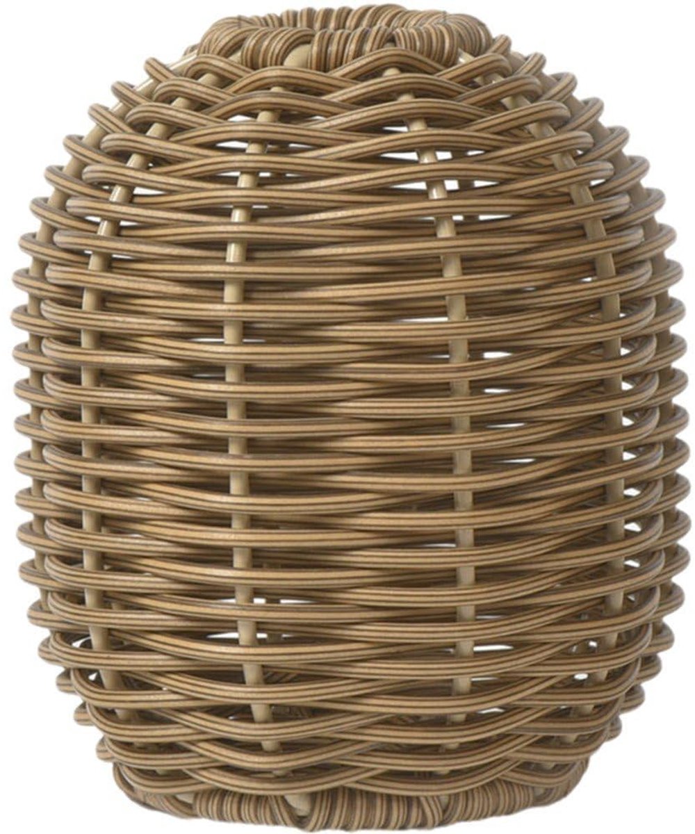 Vintage rotan geweven bloemenvaas - Hout-gekleurd - 11x13 cm
