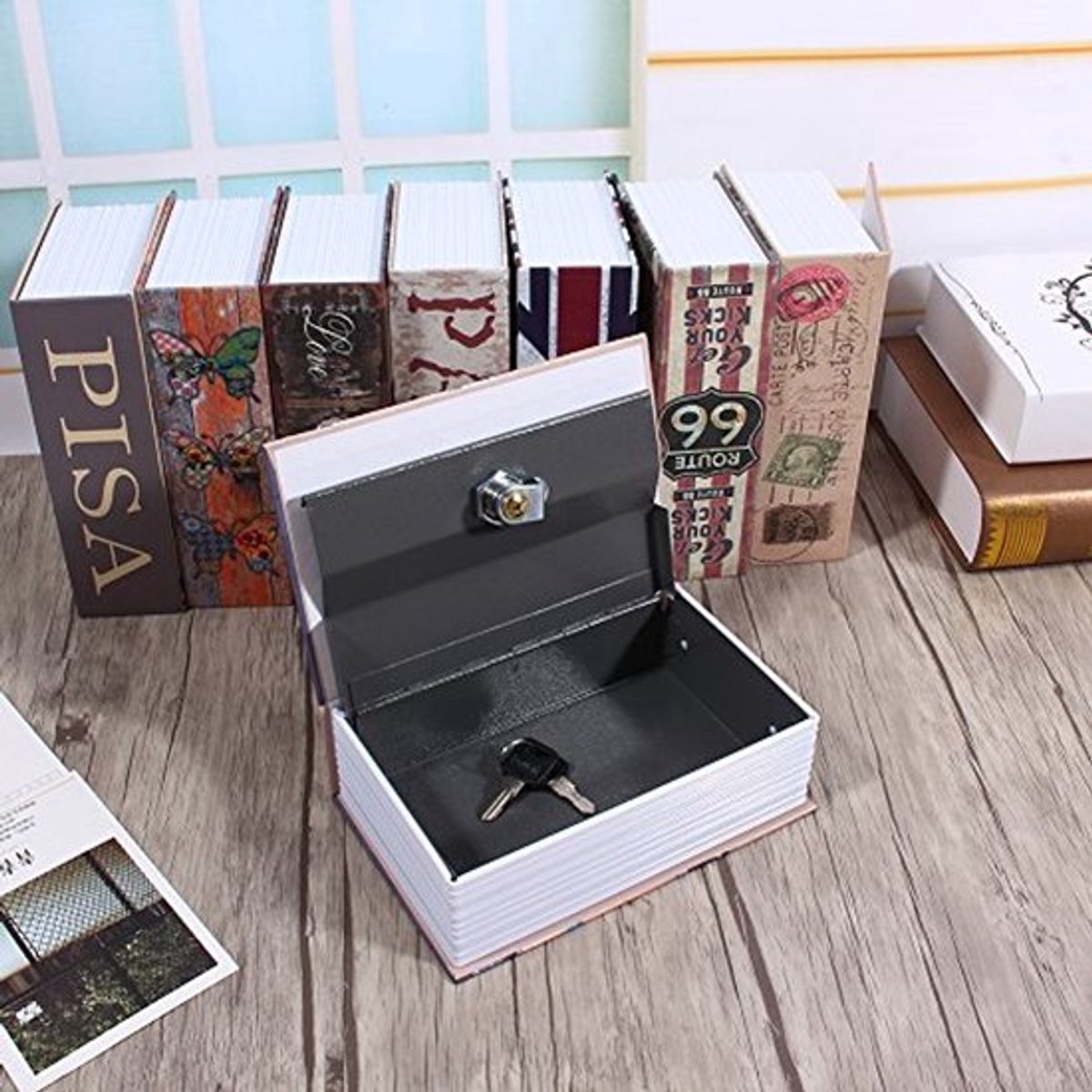 Omleidingsboekkluis, woordenboek geheime geldkluis Bijbel kluis opbergdoos met beveiligingssleutel omleidingsboek verborgen kluis (Pisa Scheve Toren Type)
