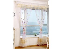 Voile Gordijnen - Tule Gordijn - Kamer Decoreren - Vlinder Patroon - 200 cm x 200 cm - Wit
